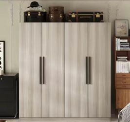 Gray Wood 63 in. W Armoire