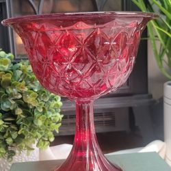 Ruby Red Flashed Glass Candy Bowl