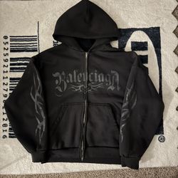 Balenciaga Tacky Black Zip Up Hoodie Size Large
