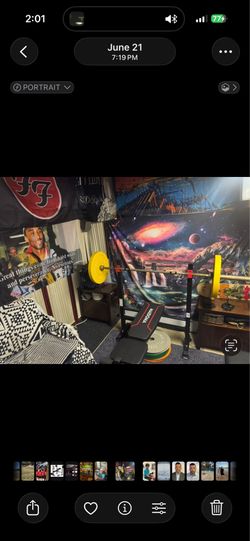 Bench press w Olympic barbell and (2) 35 lb bumper plates