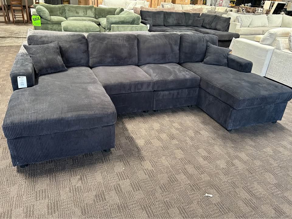Black comfy double chaise sectional