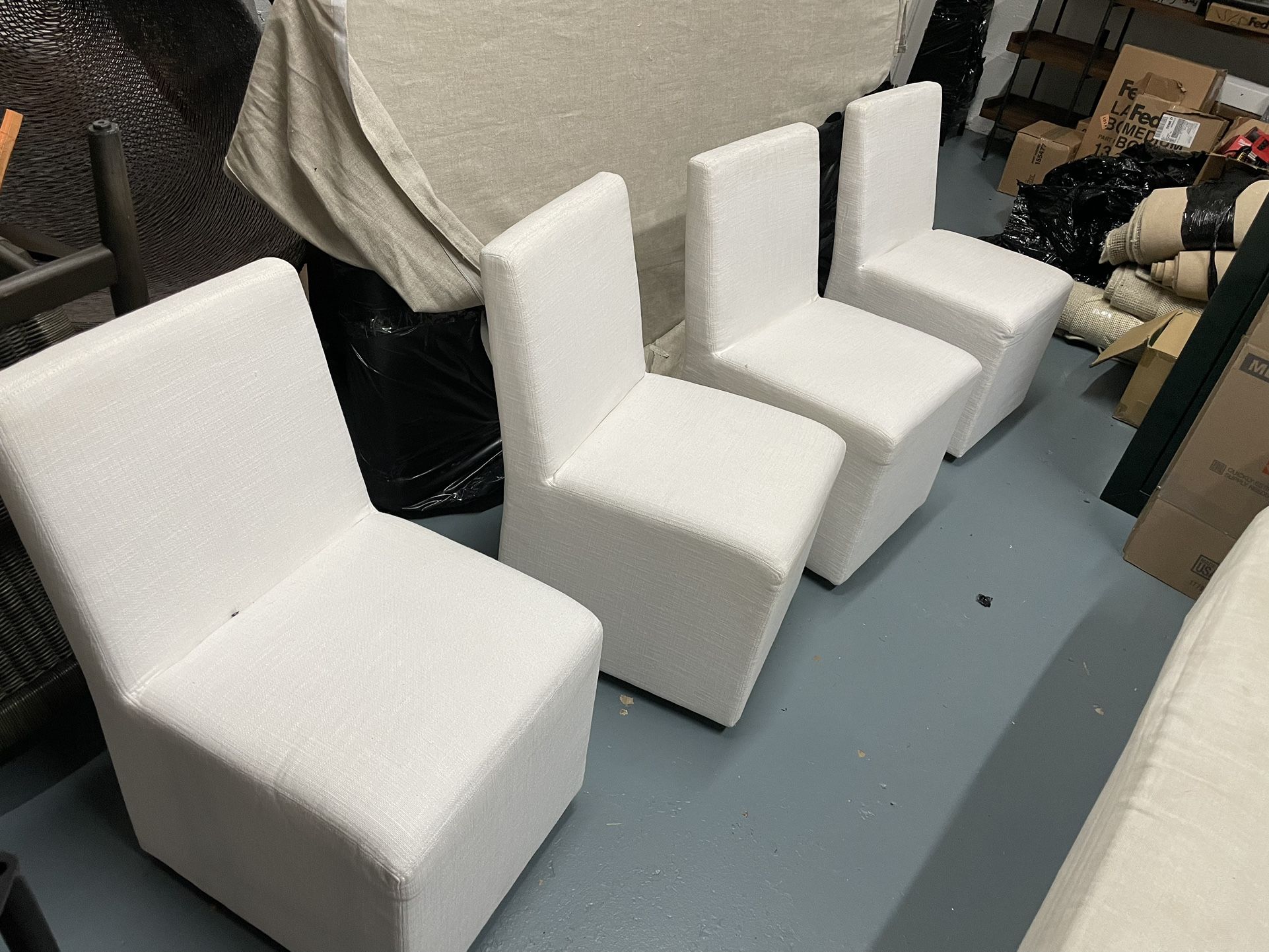 (6) Restoration Hardware Ellison Fabric Side Chairs for Sale in North