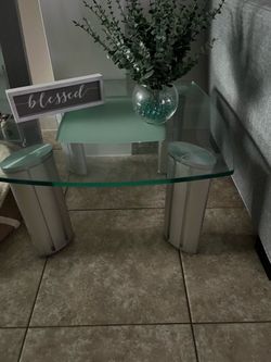End table. Glass and chrome