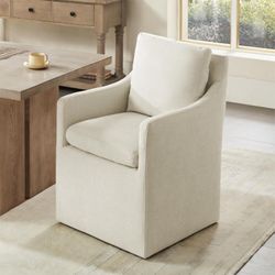 Dining Chairs with Casters, Upholstered Modern Rolling Dining Chairs with Rollers Armchair for Bedroom Reading Room Living Room Waiti