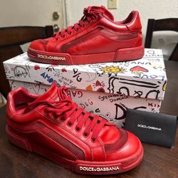 Dolce & Gabbana red leather low-top sneakers
