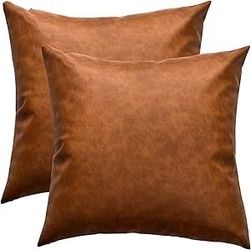 20" x 20" Faux Leather Pillow Covers | Set of 2 | Inserts Sold Separately