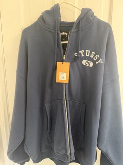 Stussy Varsity Zip Hoodie Large Navy Blue New With Tags