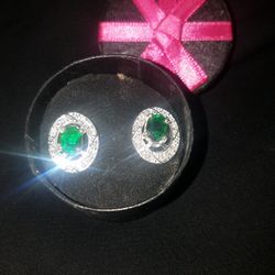 Beautiful Earrings Untested Separate The Oval To Wear Just The Gemstone I Belueve White Gold