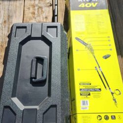 Ryobi 40V 'HP' 20" chainsaw, pole saw (not 'HP'/doesn't exist), batteries, chargers