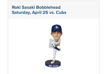 ROKI SASAKI BOBBLEHEAD LOS ANGELES DODGERS NEW IN BOX 4/25/2026