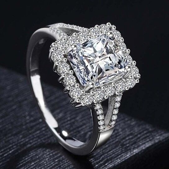 "Radiant Cut Dazzling Zircon Cross Double Layer Rings for Women, PD611
 