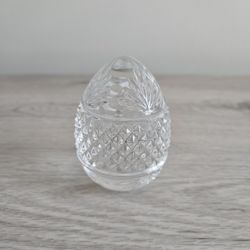 Vintage Solid Cystal Clear Cut Glass Egg Shaped Paperweight from France