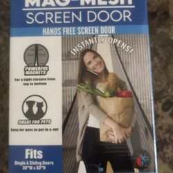 Mag-Mesh Screen Door Hands Free Single/Sliding Doors 39”W x 83”H Home Decor New
