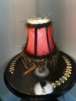 Vintage Red Fabric Trim tiny lamp