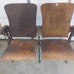 Vintage Wood Movie Theater Seats