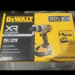 DEWALT XR Power Detect 0.5" 20-Volt Max Variable Speed Brushless Cordless Yellow Hammer Drill With 1-Battery Included