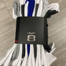NWT Layer 8 Men’s Cushioned Crew Socks 12 Pairs 