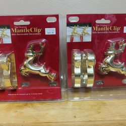 2 Packs w/  4 Total The Original Mantle Clip Adjustable Deer Stocking Hangers