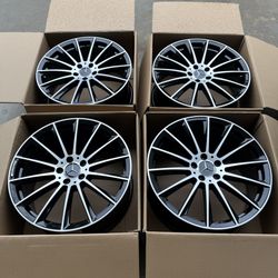 20” Staggered Gloss Black Machined Multispoke AMG Wheels For Mercedes NEW 4X Set S Class E Class C Class 