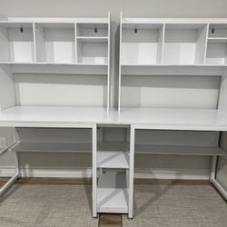 Two-Person Computer Desk + Dual Hutch Bundle