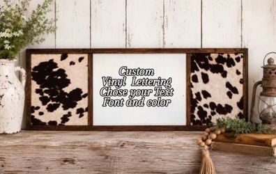 Handmade Half Cowhide Customizable Sign: