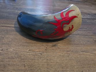Custom Viking Style Drinking Horn with Tribal Dragon Design