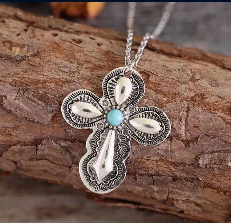 CROSS WITH TURQUOISE CENTER 