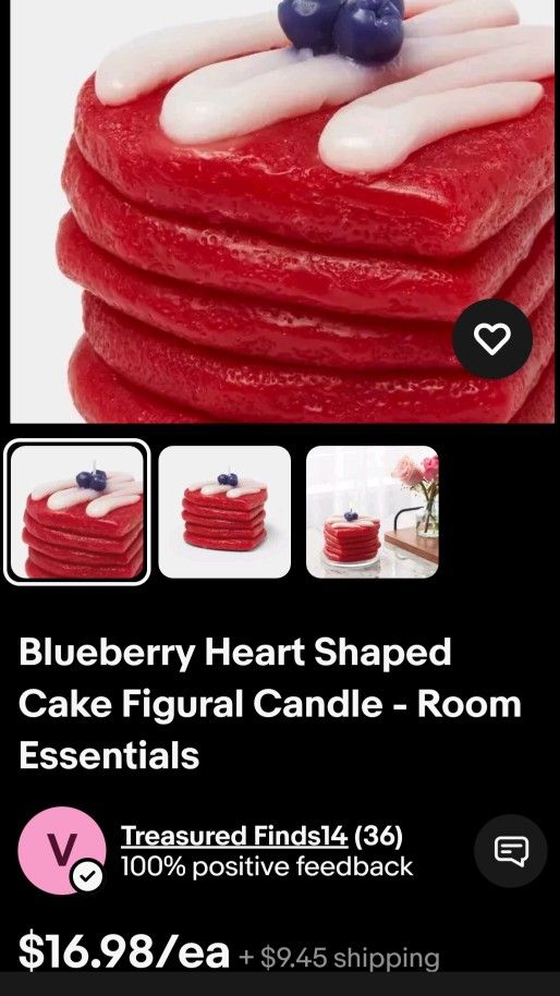 Blueberry Heart Shaped Cake Figural Candle - Room Essentials
