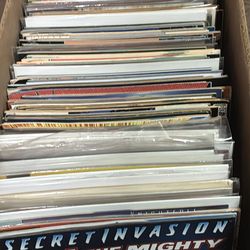 Long box of comic books