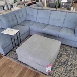 New Denim Or Gray Sectional Sofa Couch *Ottoman Sold Separately* 