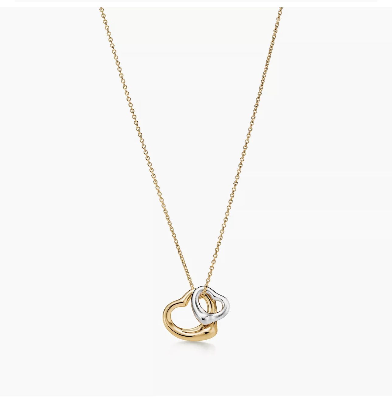New w/tags Tiffany Yellow Gold Sterling Silver Elsa Peretti® Open Heart Pendant $1700 Diamond
