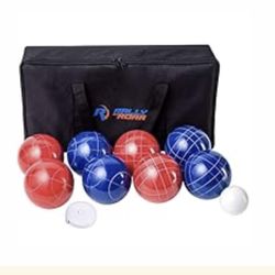 Rally and Roar Backyard Bocce Ball Game Set - 8 Balls, Pallino, Carry Case, Measuring Rope - 107mm