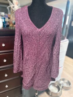 Women's Purple Pointelle Knit Sweater
