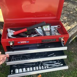 Craftsman toolbox with craftsman and Pittsburgh tools