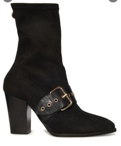 Black Suede Heel Boots