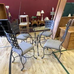 Modern Set Of Wrought-Iron Dining Chairs  & Table After Giacometti