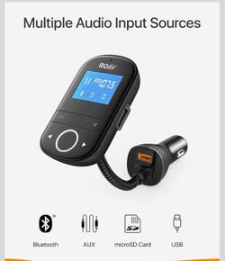 Anker Roav SmartCharge F3 Wireless Bluetooth 4.2 FM Transmitter for Car, Audio Adapter and Reciever Car Kit, 1.44 Inch Display, Dedicated App, Quick C