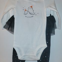 Halloween Outfit. Ghost Outfit. My Little Boo. Stars . Polka Dots. Tutu Pants. Baby Girl. Trajecito De Niña