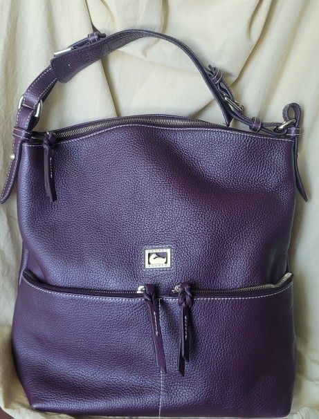 Dooney & Bourke Dillen Large Sac Plum/purple Pebble Leather Shoulder Bag w/ dustbag