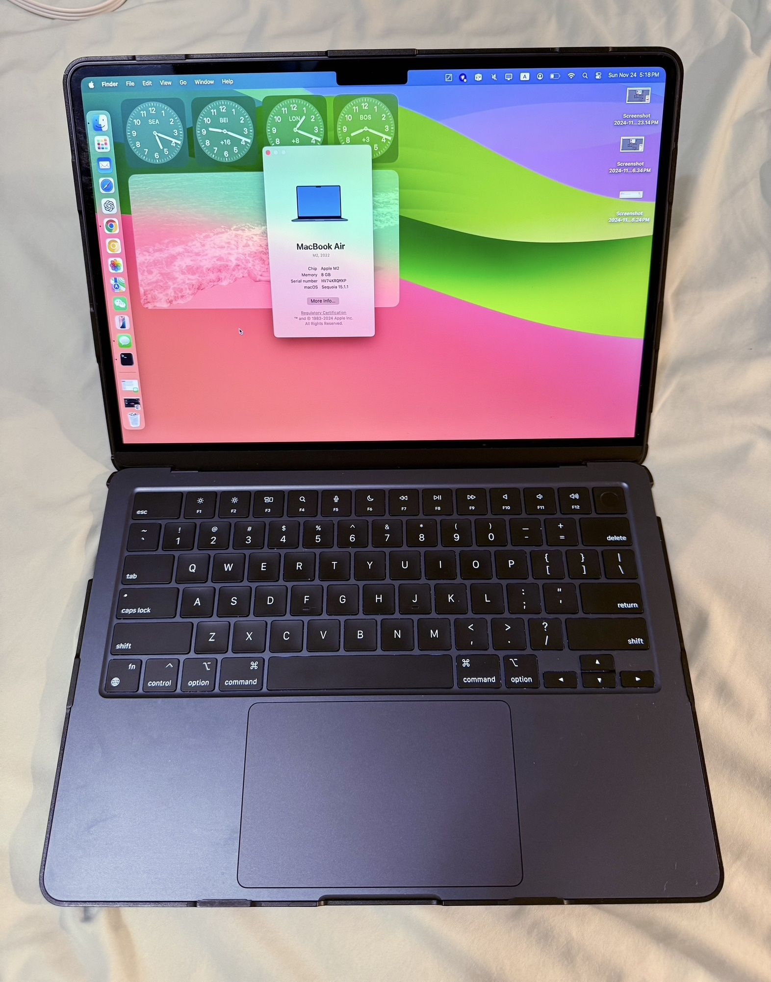 Apple MacBook Air laptop 13" M2 chip, 8-core 8GB memory, 256GB SSD