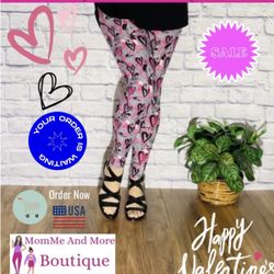 NEW Womens Heart Valentine Leggings Soft As Lularoe OS/TC