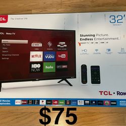TCL Smart TV 32 Inch Roku 720P Complete with Box. PRICE IS FIRM. CASH ONLY. NO TRADES. For pickup in Carrollwood 