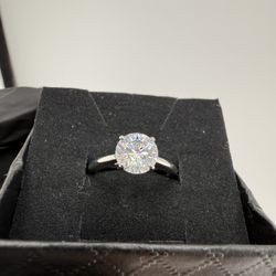2ct Round Solitaire Moissanite Ring | 925 Sterling Silver | Size 6