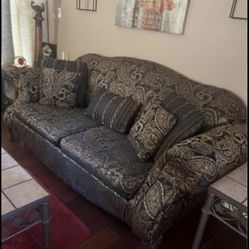 Beautiful Paisley Print Sofa & Chair Set with Ball & Claw Legs