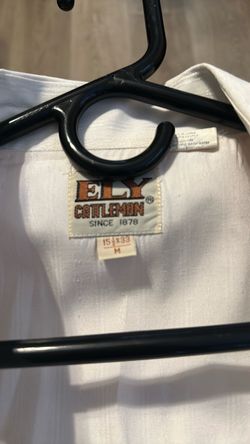 Ely Cattleman White Western Shirt Size M
