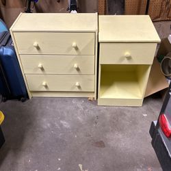 Two Yellow Bedside Tables/Dressers