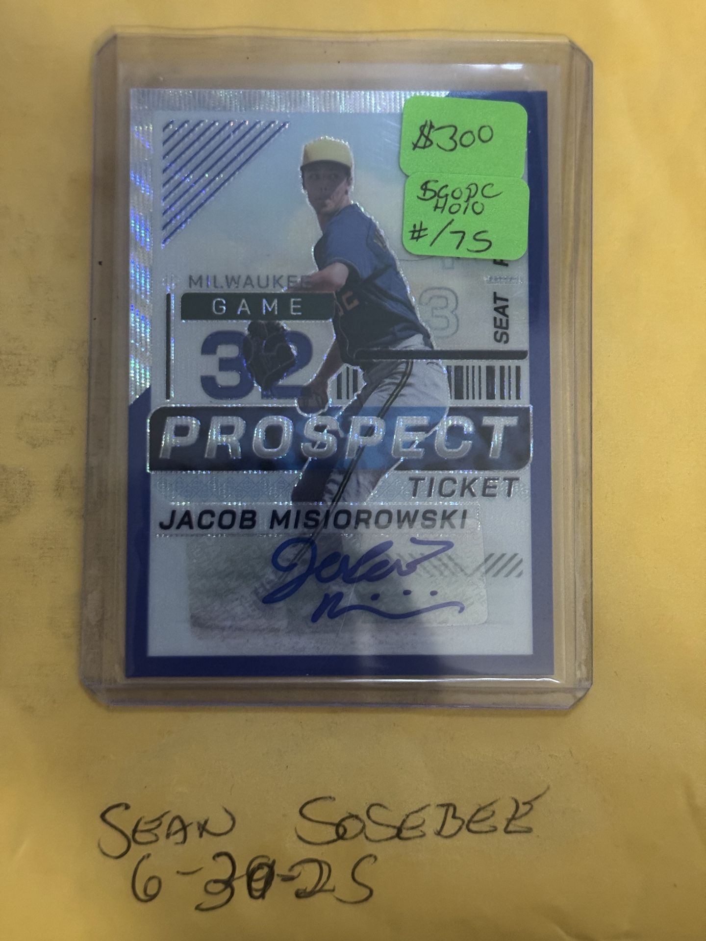 2024 Panini Prospect Edition Jacob Misiorowski Purple Scope Auto /49 Brewers