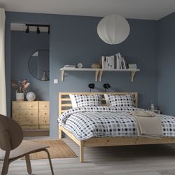 Queen IKEA TARVA Platform Bed With Night Stand