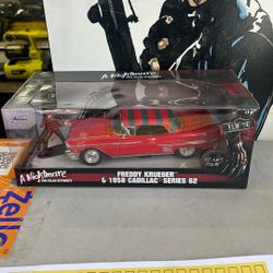 Jada toys 1/24 scale freddy krueger & 1958 Cadillac series 62 with diecast figur
