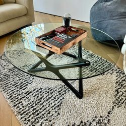 AllModern Glass & Black Metal Coffee Table